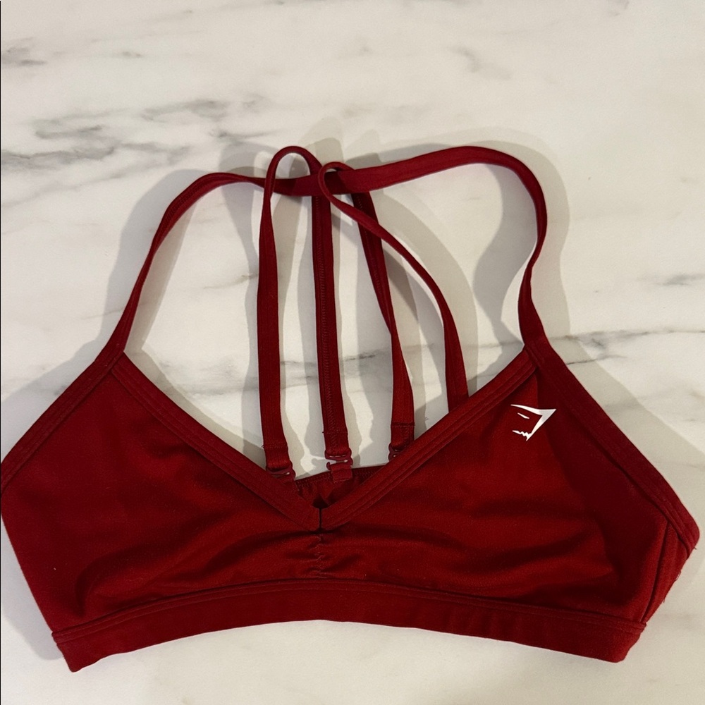 Gymshark Strappy Sports Bra in Deep Red